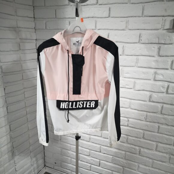Hollister Ladies Size XS Pink White & Black Athletic Hooded Jacket - Picture 1 of 14
